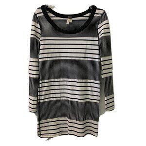 Free People Black White Multicolor Stripe Tunic Top